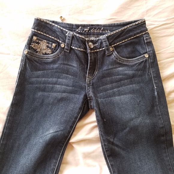 LA Idol USA Blingy Cross Flap Pocket Blue Jean - Picture 10 of 11